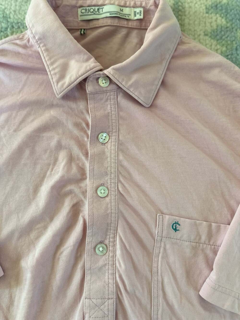 Criquet Pink Men's M Collared Short Sleeve Shirt with Pocket *READ👇